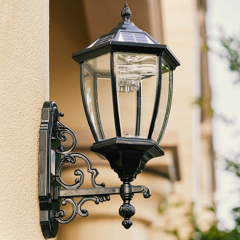 Traditional European Aluminum Glass LED Solar Waterproof Wall Sconce Lamp For Outdoor Patio | Stornfield