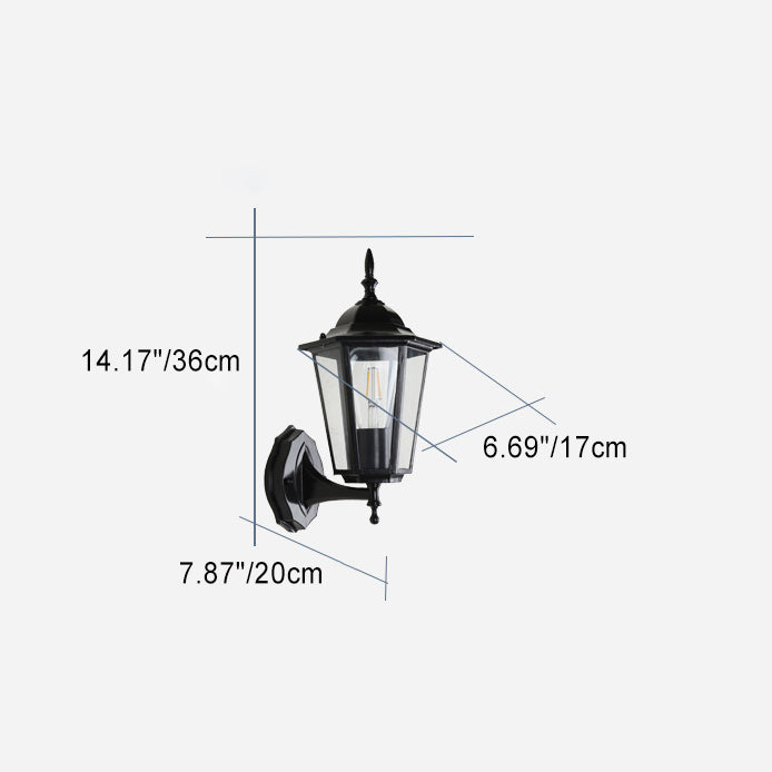 Contemporary Industrial Hexagonal Aluminum Frame Frosted Glass 1-Light Outdoor Wall Sconce Lamp For Garden | Stornfield