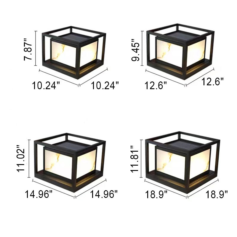 Modern Solar Square Chinese Outdoor Column Head Light LED Lawn Landscape Light | Stornfield