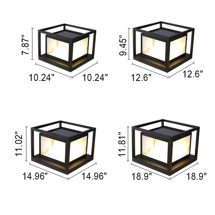 Modern Solar Square Chinese Outdoor Column Head Light LED Lawn Landscape Light | Stornfield