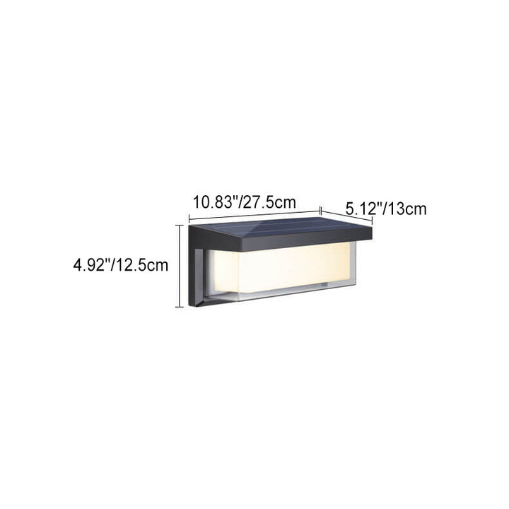 Modern Minimalist Solar Rectangle PC LED Outdoor Wall Sconce Lamp For Outdoor Patio | Stornfield