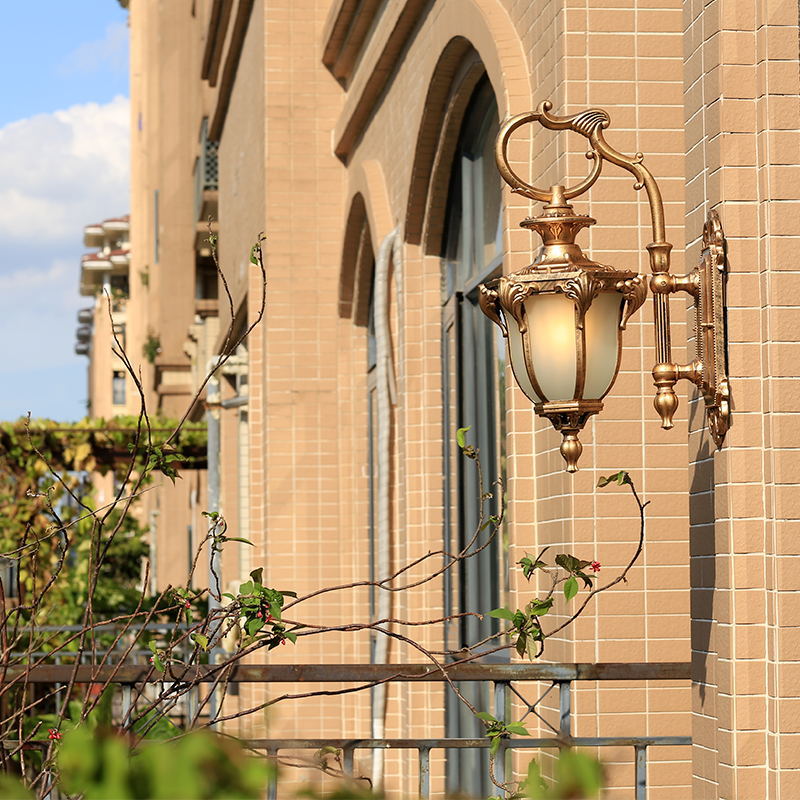 European Retro Aluminum Glass Carved Lantern 1-Light Outdoor Waterproof Wall Sconce Lamp | Stornfield