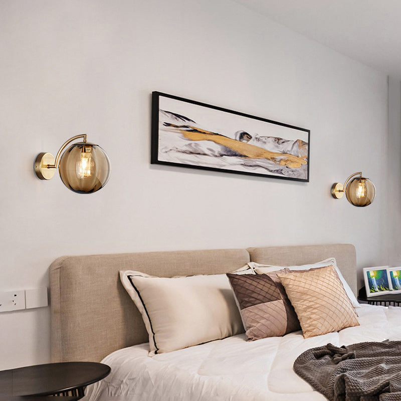 Stornfield | Contemporary Scandinavian Round Iron and Glass 1-Light Wall Sconce for Living Room