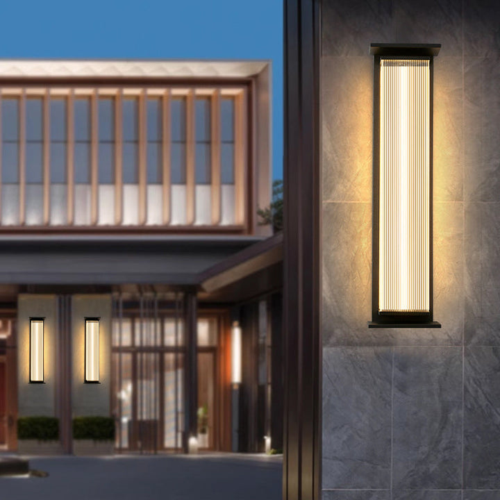 Modern Minimalist Waterproof Rectangular Stainless Steel Acrylic LED Wall Sconce Lamp For Outdoor Patio | Stornfield