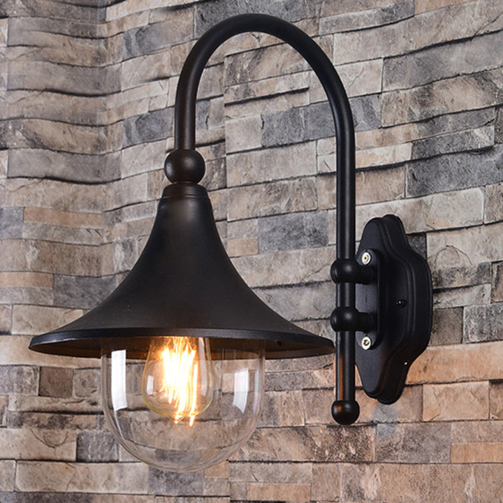 Retro Minimalist Trumpet Waterproof 1-Light Wall Sconce Lamp | Stornfield