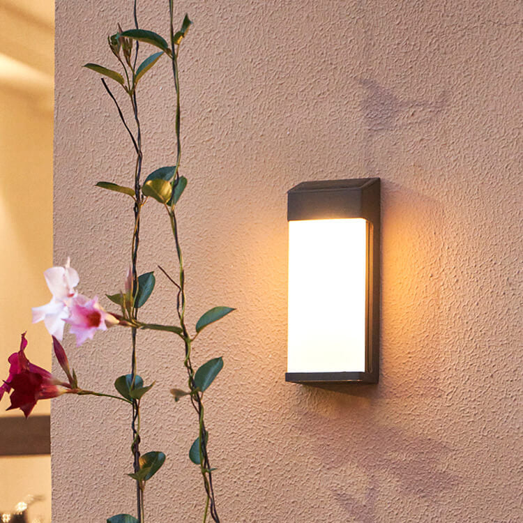 Solar Square Frosted Glass Waterproof Outdoor LED Wall Sconce Lamp | Stornfield