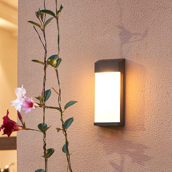 Solar Square Frosted Glass Waterproof Outdoor LED Wall Sconce Lamp | Stornfield