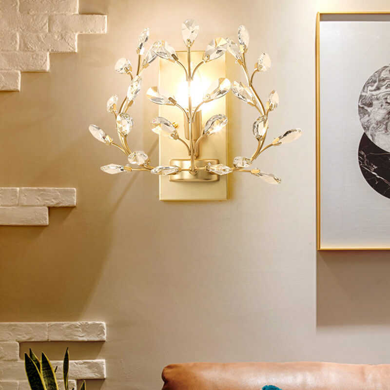Stornfield | Luminis Wall Sconce | Luxury Crystal Design | Leaf Pattern | 1-Light & Modern