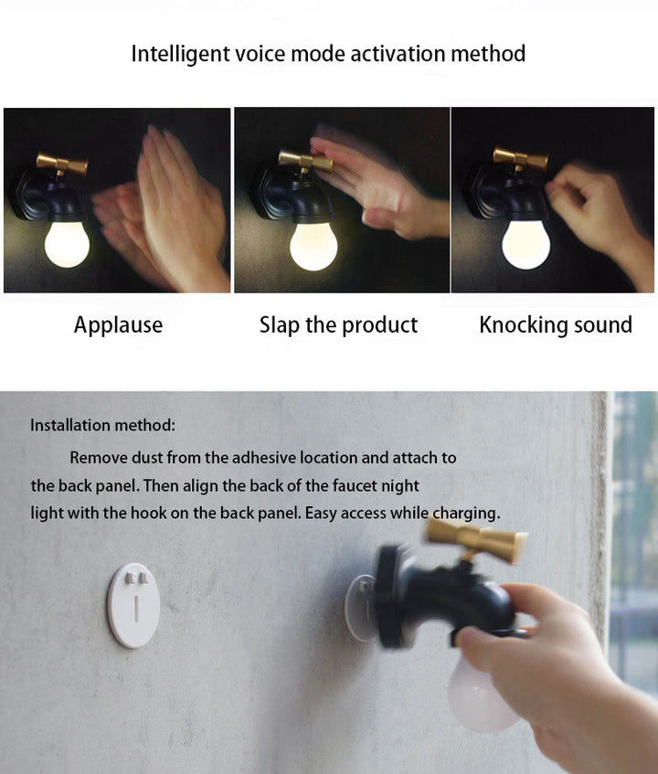 Stornfield | Modern Creative Faucet ABS PC USB LED Wall Night Light