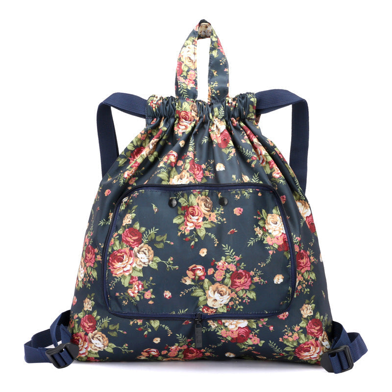 Foldable Printed Nylon Backpack with Drawstring | Stornfield