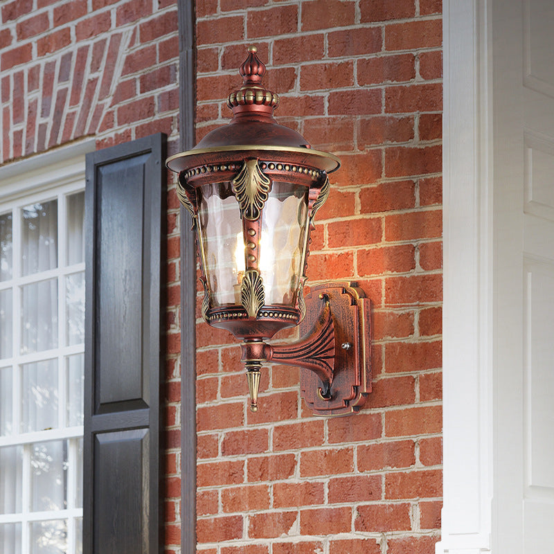 Traditional European Waterproof Quadrangle Pointed Cylinder Aluminum Glass 1-Light Outdoor Wall Sconce Lamp For Garden | Stornfield