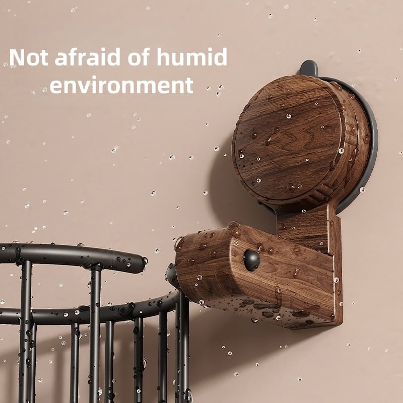 Walnut Wood Toilet Paper Holder – Hole-free with Suction Cup | Stornfield