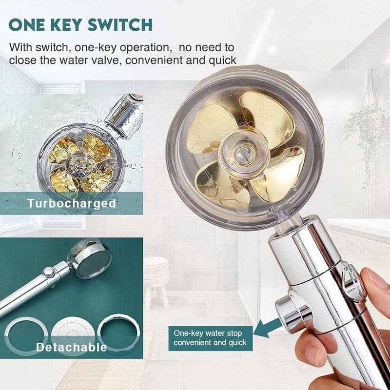 Shower head with high pressure - adjustable 360° rotating design - up to 40% water savings | Stornfield