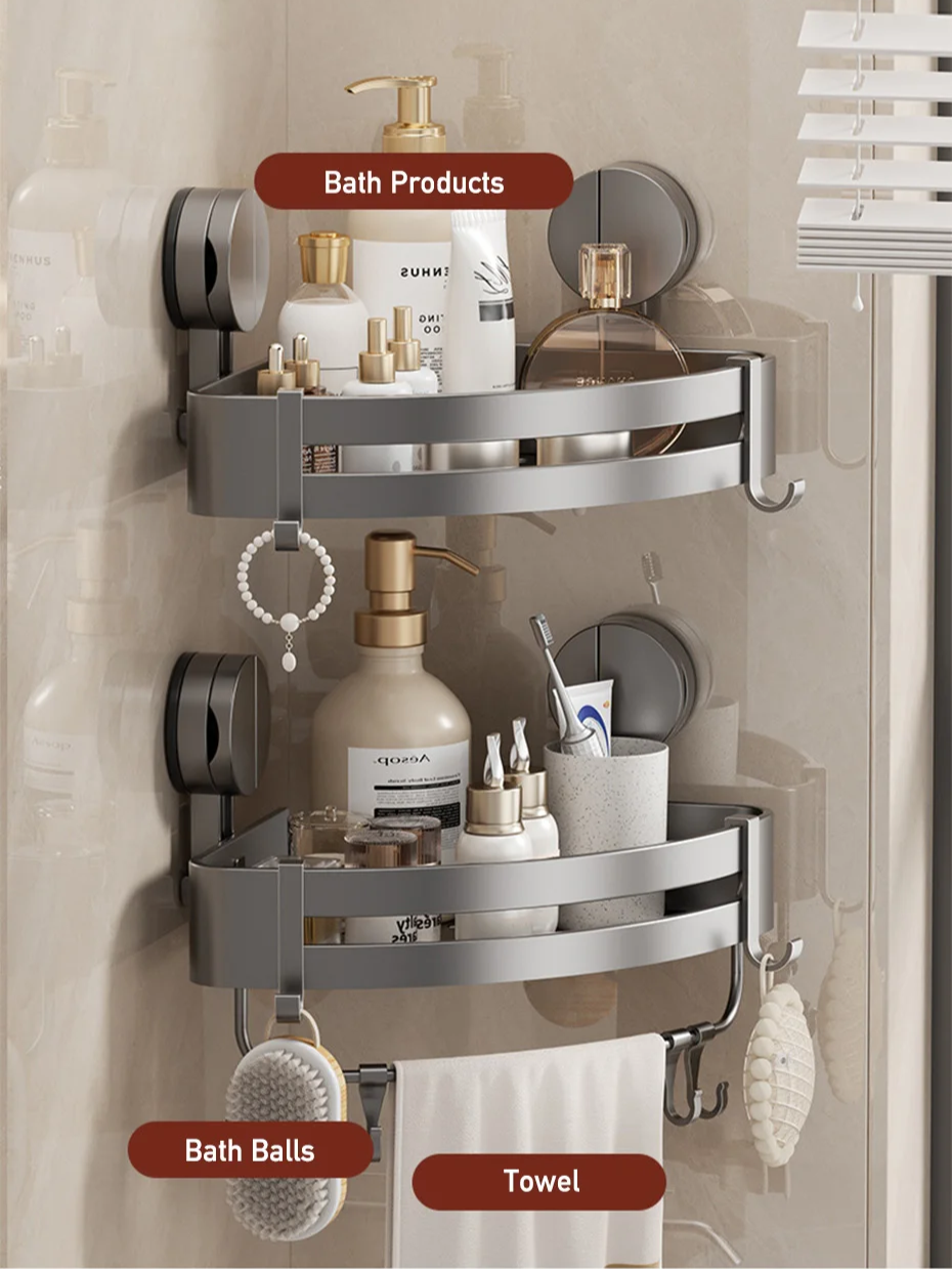 AquaGrip – Luxury Suction Cup Bath Shelf, No Drilling Required Stornfield
