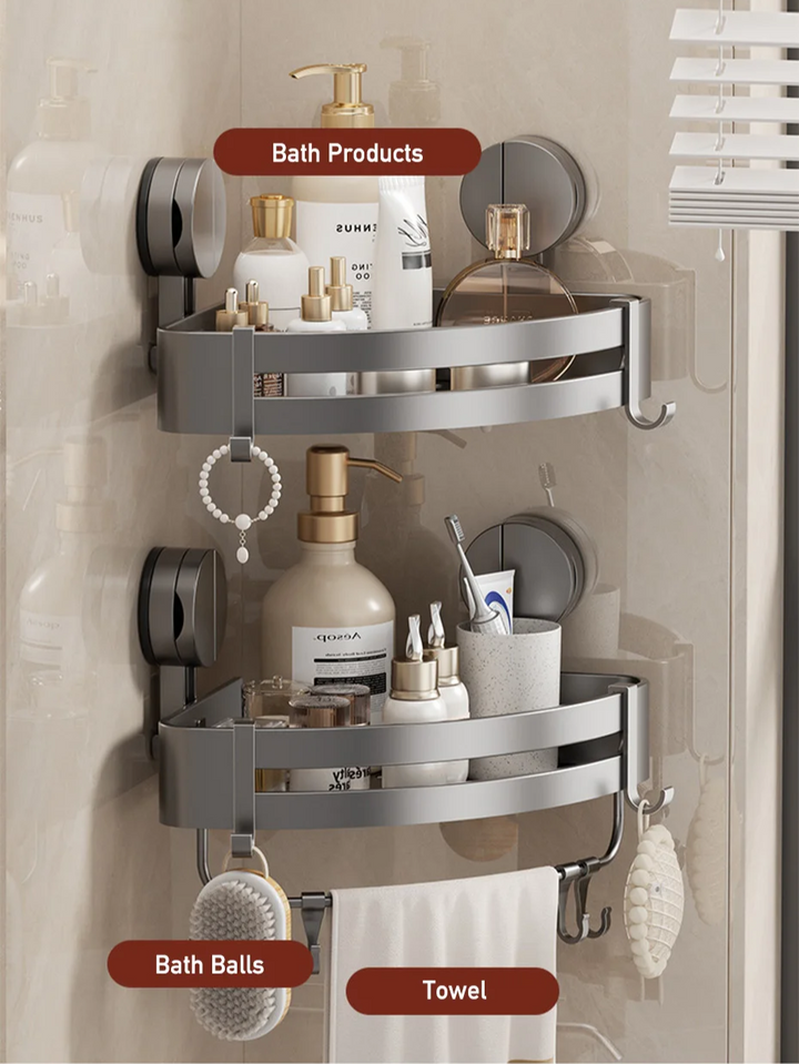 AquaGrip – Luxury Suction Cup Bath Shelf, No Drilling Required Stornfield