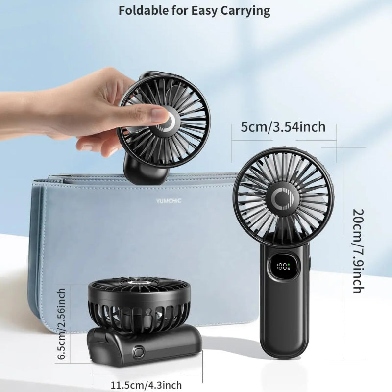 Foldable Portable Handheld Fan with LED Display | Stornfield