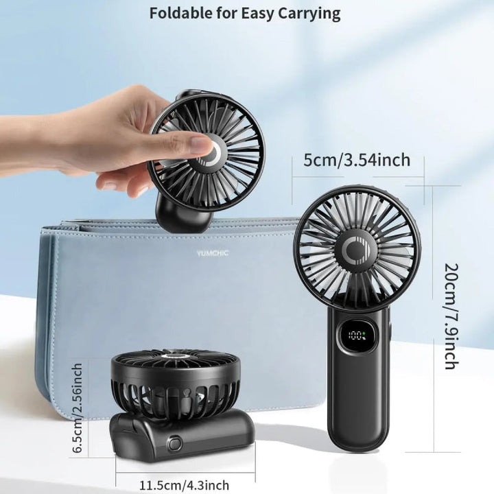 Foldable Portable Handheld Fan with LED Display | Stornfield