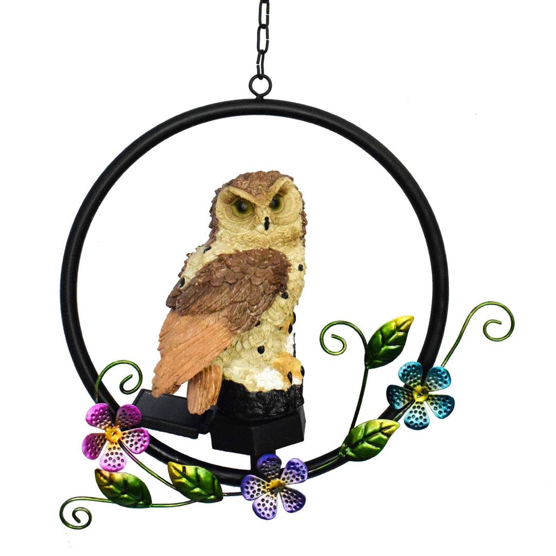 Stornfield | European Rustic Owl Shaped Solar Waterproof Outdoor Pendant Light