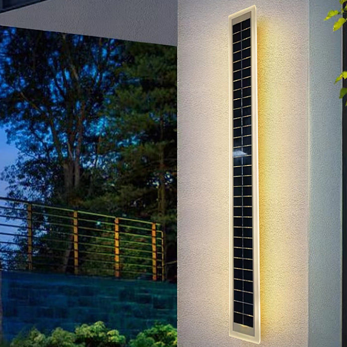 Minimalist Outdoor Solar Rectangular Strip Waterproof Patio LED Wall Sconce Lamp | Stornfield