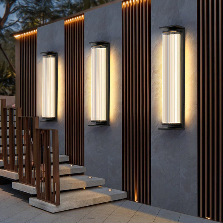 Modern Minimalist Waterproof Rectangular Stainless Steel Acrylic LED Wall Sconce Lamp For Outdoor Patio | Stornfield