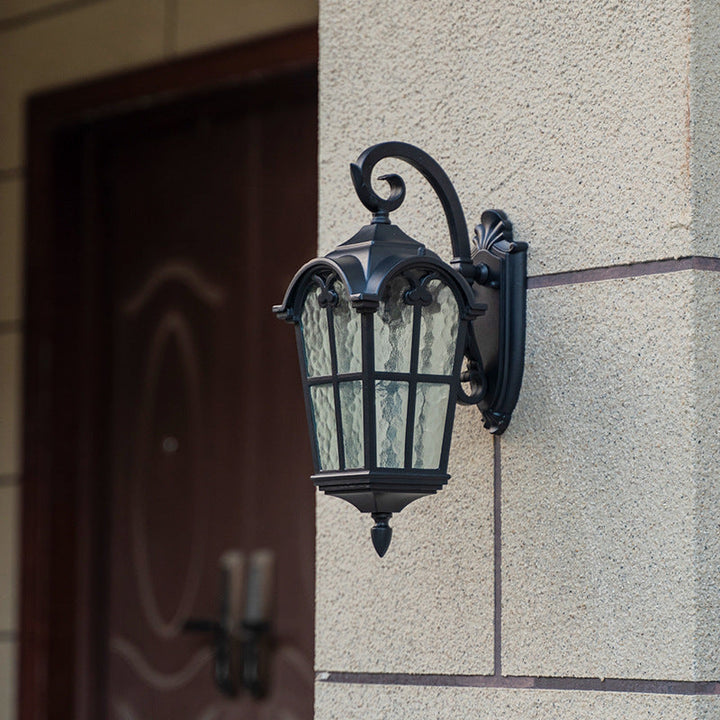 Traditional European Quadrilateral Window Shape Aluminum Glass 1-Light Wall Sconce Lamp For Outdoor Patio | Stornfield