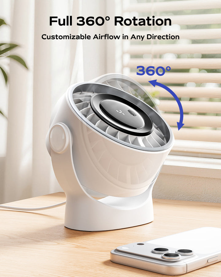 4-Speed USB Rechargeable Desktop Fan with Smart LED Display | Stornfield