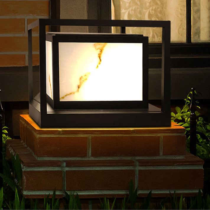 Modern Solar Square Chinese Outdoor Column Head Light LED Lawn Landscape Light | Stornfield