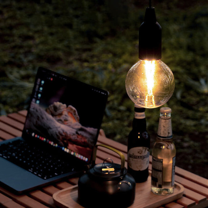 Retro Portable Waterproof Wood Round Cone Battery USB 1-Light Camping Outdoor Light | Stornfield