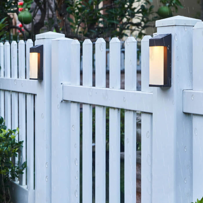 Solar Square Frosted Glass Waterproof Outdoor LED Wall Sconce Lamp | Stornfield