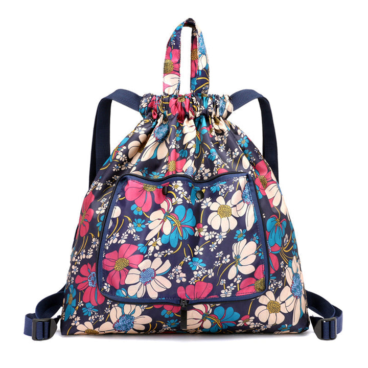 Foldable Printed Nylon Backpack with Drawstring | Stornfield