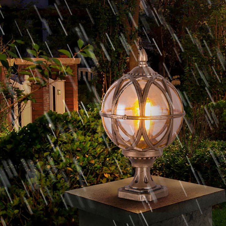 Traditional Colonial Globe Glass Aluminum 1-Light Outdoor Light For Garden | Stornfield