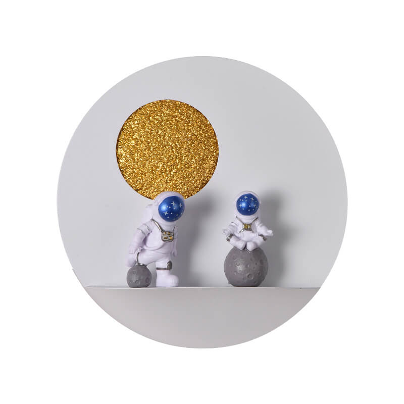 Stornfield | Creative Contemporary Iron Resin Astronaut LED Round Wall Lamp for Bedroom