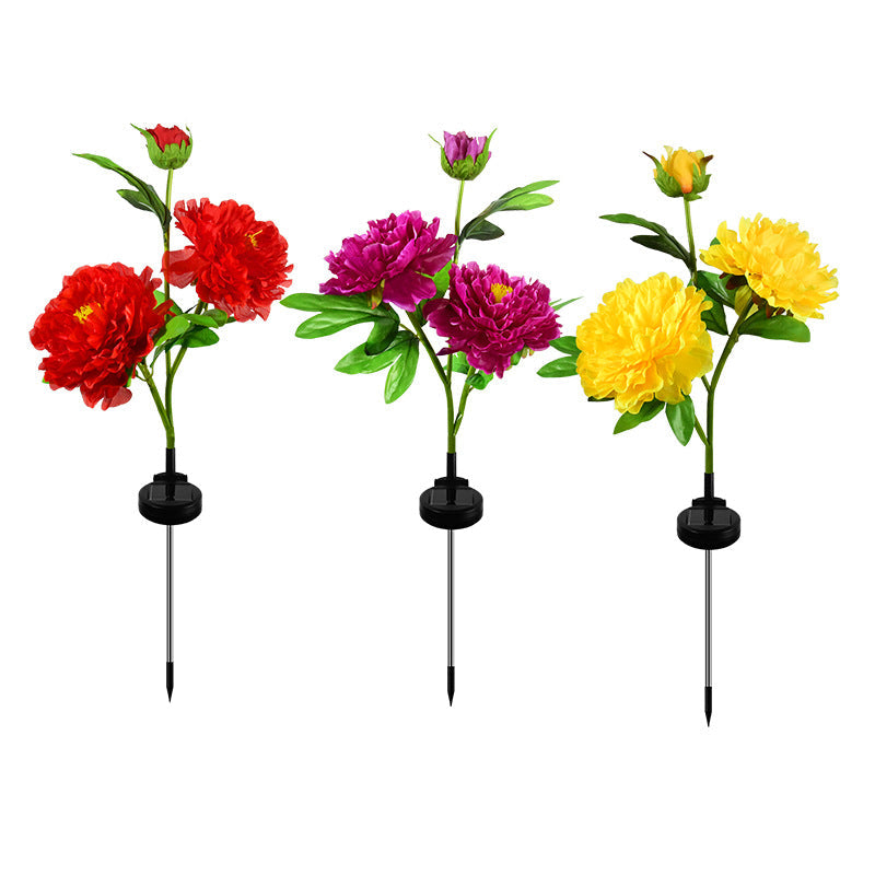 Contemporary Creative Solar Peony Flower LED Waterproof Lawn Landscape Insert Light For Outdoor Patio | Stornfield