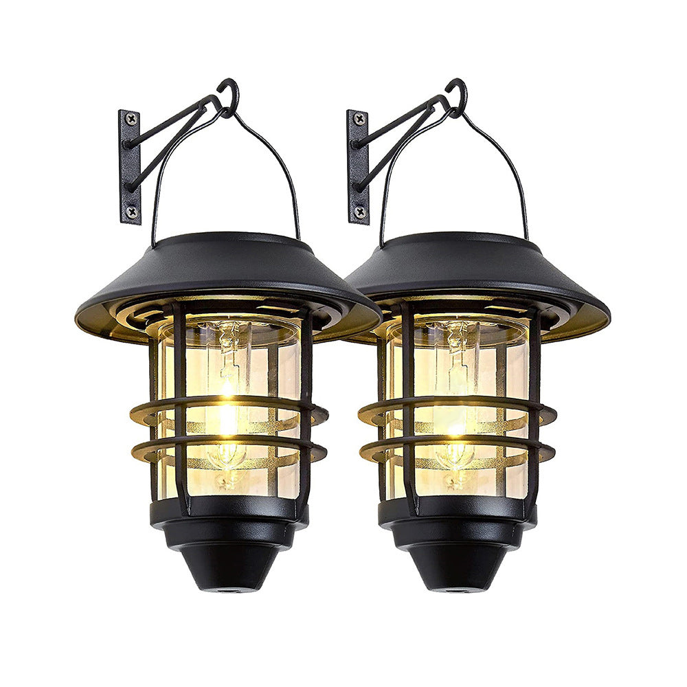 Contemporary Retro Solar Waterproof Aluminum Glass Lantern Cylinder 1-Light Hanging Wall Sconce Lamp For Outdoor Patio | Stornfield