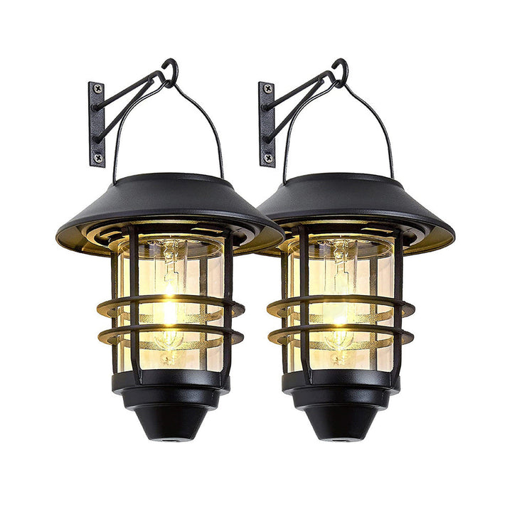 Contemporary Retro Solar Waterproof Aluminum Glass Lantern Cylinder 1-Light Hanging Wall Sconce Lamp For Outdoor Patio | Stornfield