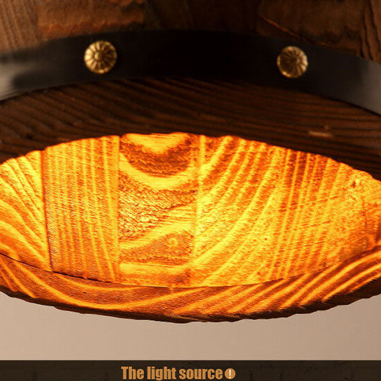 Stornfield | BarrelGlow Vintage Luster Pendant | Wooden Wine Barrel Design | 1-Light | Rustic Lighting