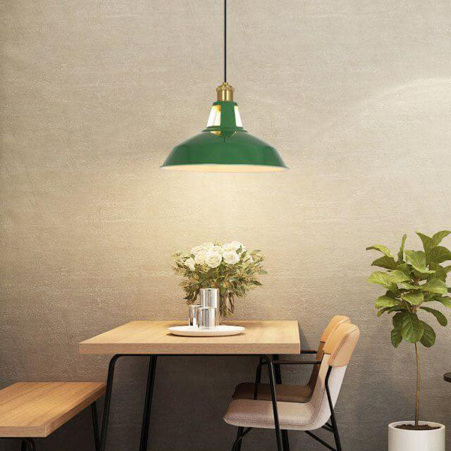 Stornfield | RetroDome Industrial Vintage Pendant Light | Green Iron Dome Design | Single Light | Rustic Ceiling Lighting