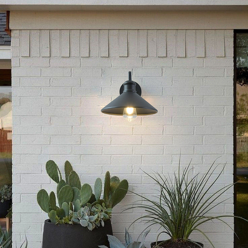 Modern Minimalist Cone Iron 1-Light Wall Sconce Lamp For Outdoor Patio | Stornfield
