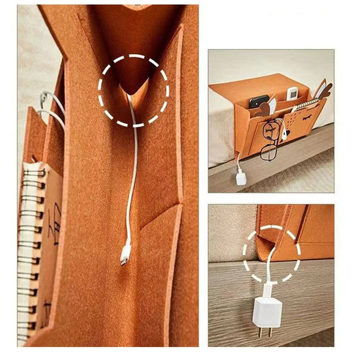 Hanging bag for nightstand storage | Stornfield