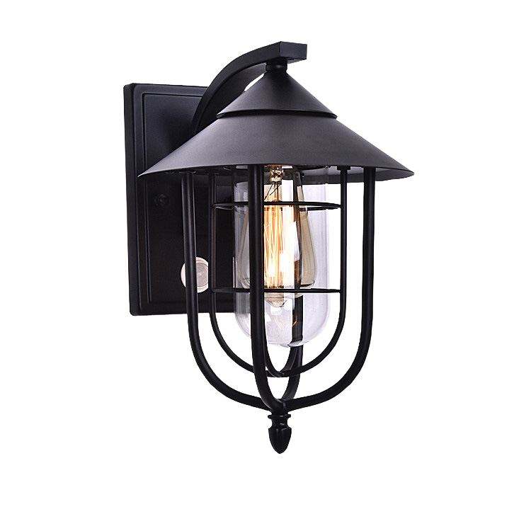 Contemporary Industrial Iron Waterproof Human Body Sensing 1-Light Outdoor Wall Sconce Lamp For Outdoor Patio | Stornfield