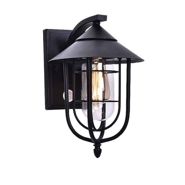 Contemporary Industrial Iron Waterproof Human Body Sensing 1-Light Outdoor Wall Sconce Lamp For Outdoor Patio | Stornfield