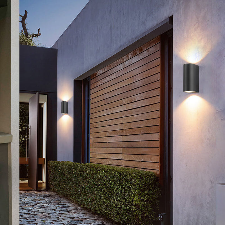 Modern Simple Outdoor Waterproof Aluminum Glass Cylinder 2-Light Wall Sconce Lamp | Stornfield