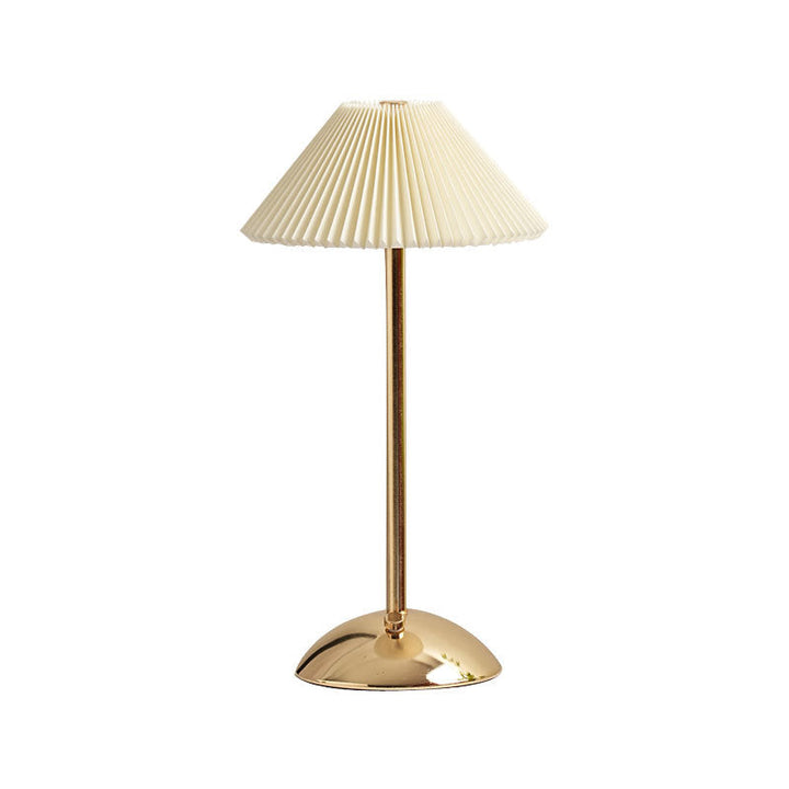 Stornfield | Lampe de table LED en tissu plissé conique rechargeable scandinave contemporain pour la table de chevet