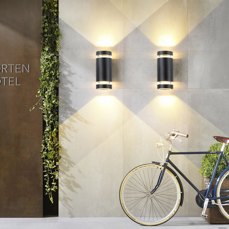 Contemporary Industrial Waterproof Aluminum Cylinder LED Up And Down Luminous Spotlight Wall Sconce Lamp For Outdoor Patio | Stornfield