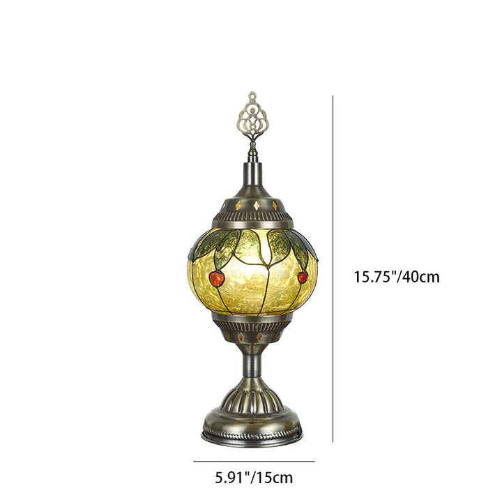 Stornfield | Romantic 1-Light Enameled Iron Oval Traditional Tiffany Table Lamp for Bedroom