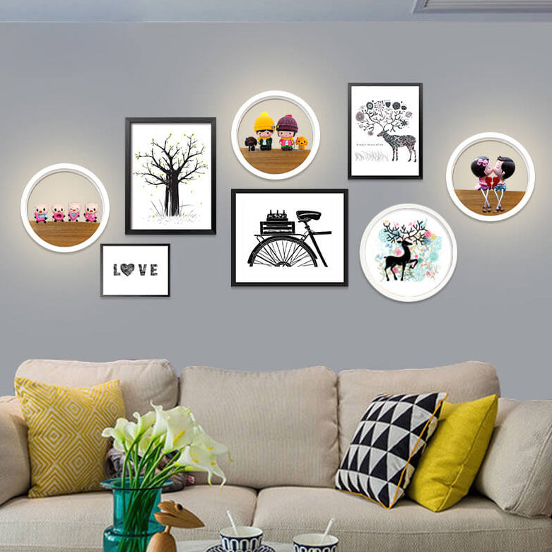 Stornfield | Lumoshelf LED Wall Sconce | Solid Wood with Shelf | Round Wall Light | Warm & White Light