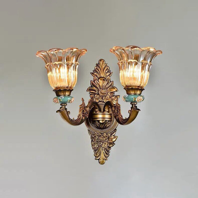 Stornfield | FlorisLuxe European Wall Sconce | Blossom Design | 1-2 Lights | High Quality Resin & Glass | Elegance for Living Room & Hallway