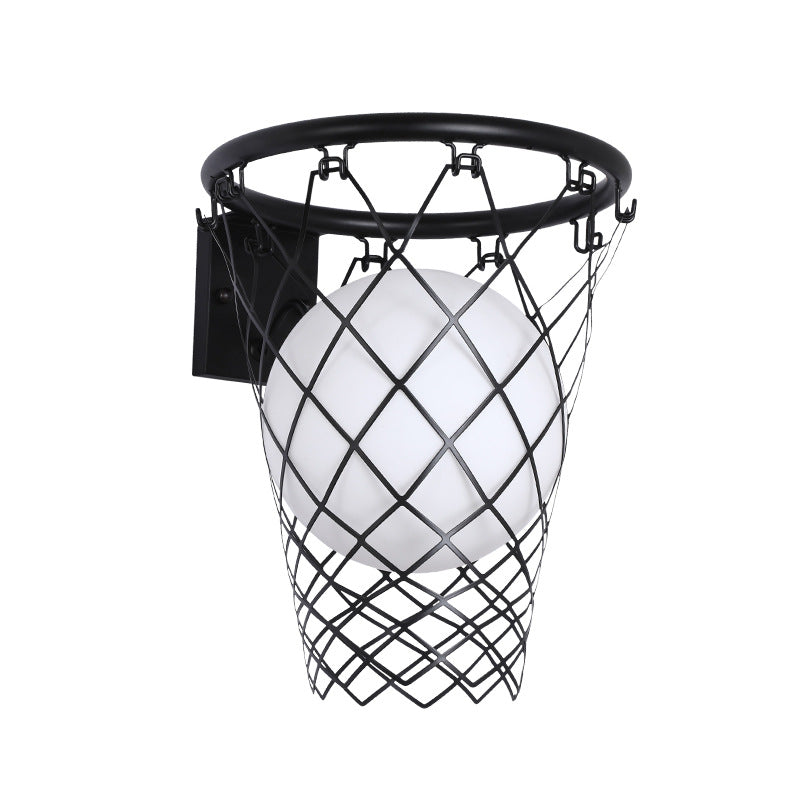 Stornfield | Slamora Applique Murale Enfant | Design Panier de Basketball | Verre & Métal | Style Art Déco | Lumière de Chambre