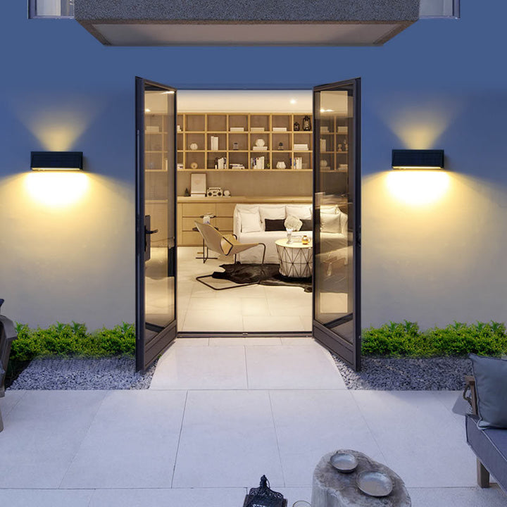 Outdoor Solar Waterproof Rectangular Slant LED Patio Wall Sconce Lamp | Stornfield