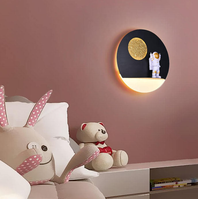 Stornfield | Creative Contemporary Iron Resin Astronaut LED Round Wall Lamp for Bedroom